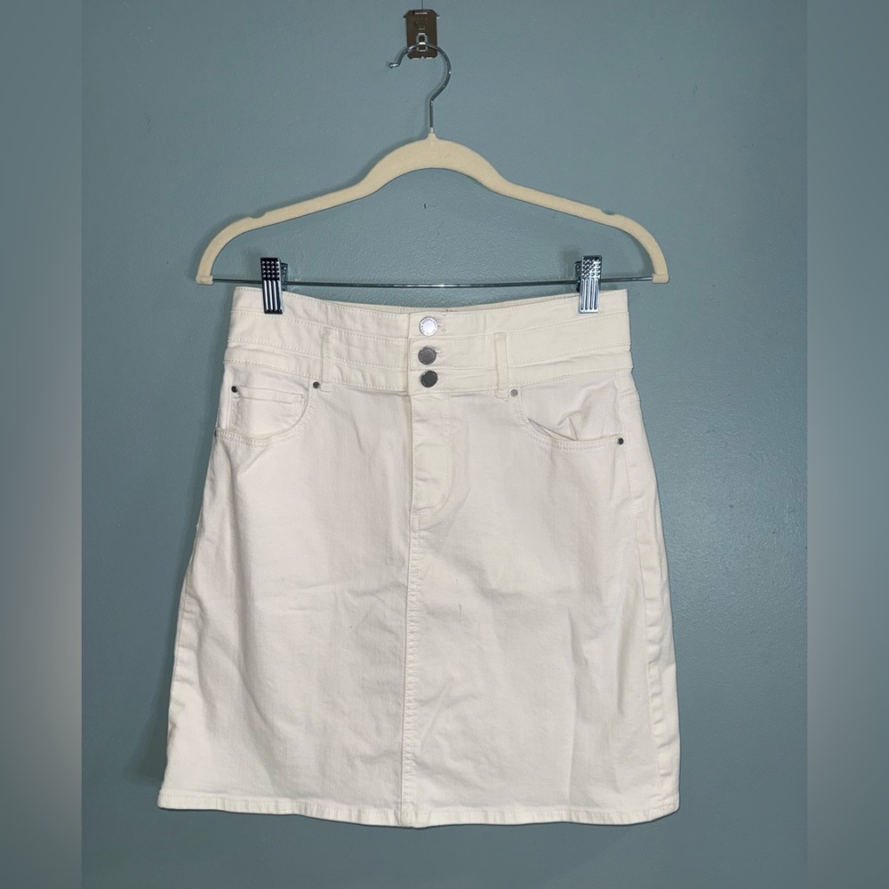 Ann Taylor White Denim Pencil Skirt